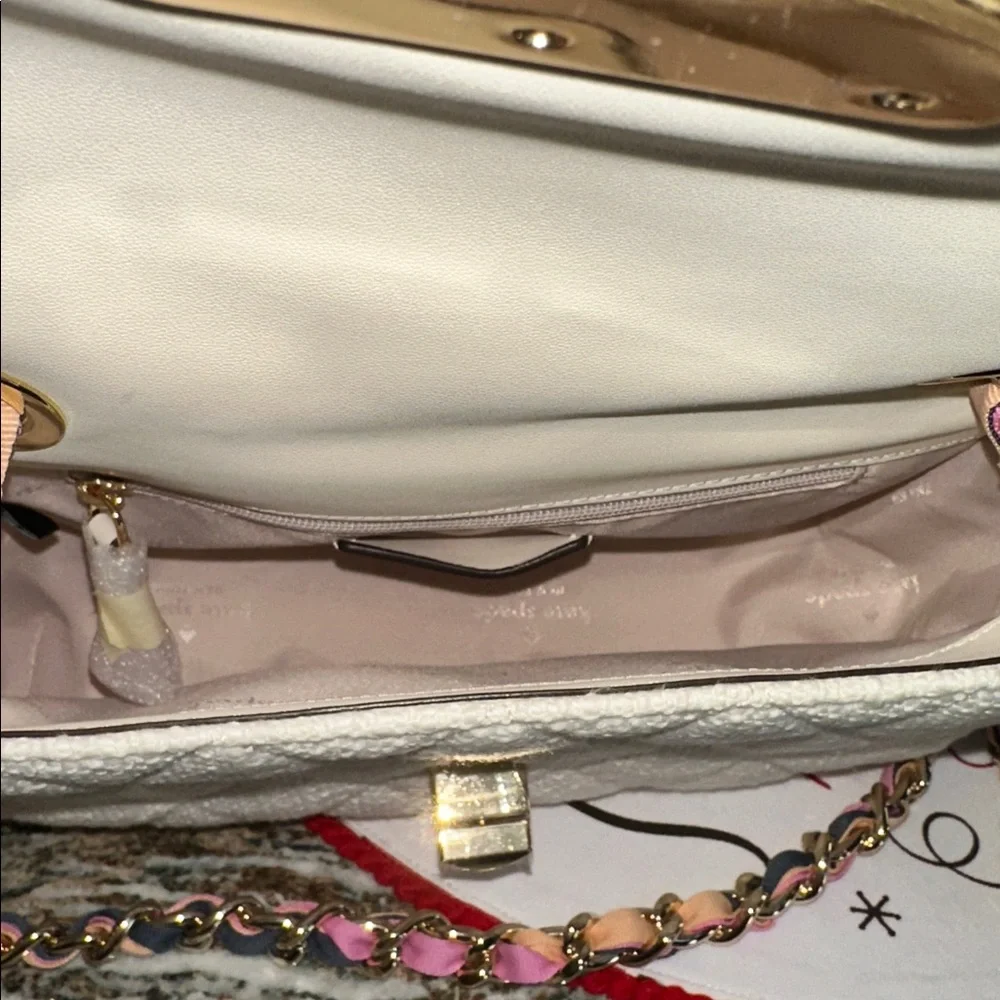 NWT Kate Spade Cream Quilted Shoulder Bag with Colorful Chain - Picture 4 of 6